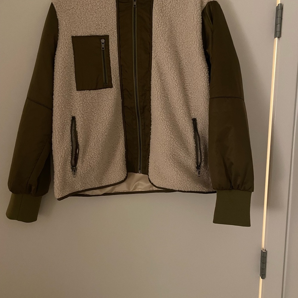 Olive and Beige Sherpa Jacket
